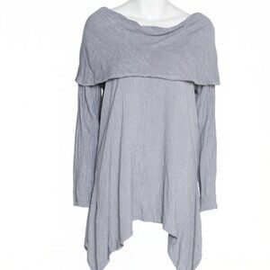 ALI MILES Textured Cowl Neck Tunic light purple size Large roll tab long sleeves